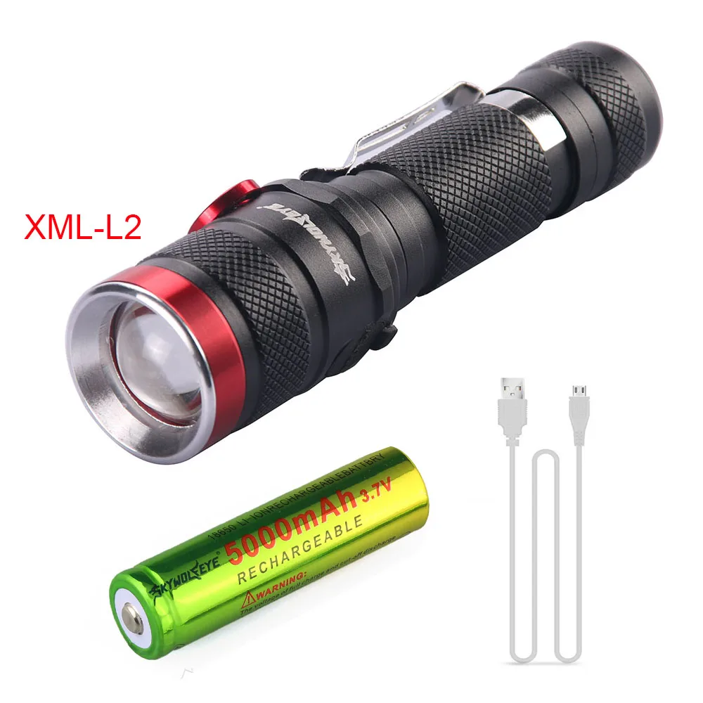 XML-L2 L2 Flashlight USB Rechargeable Zoomable 3500LM Torch Waterproof lanterna tactical Flash Light +18650 Battery+usb cable
XML-L2 L2 Flashlight USB Rechargeable Zoomable 3500LM Torch Waterproof lanterna tactical Flash Light +18650 Battery+usb cable