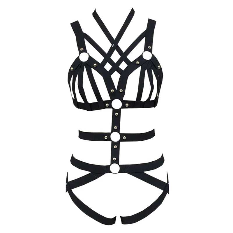 Bondage Lingerie Adjustable Body Harness Bra Halloween Costume Woman Panties Burlesque Cage Bra Belt with Garter Belt Black
Bondage Lingerie Adjustable Body Harness Bra Halloween Costume Woman Panties Burlesque Cage Bra Belt with Garter Belt Black