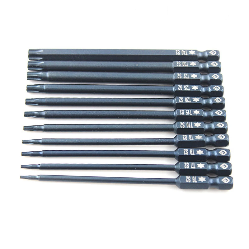 5pcs 50mm 100mm Long Torx T8-T40 Impact Duty Screwdriver Bit 1/4 Hex Shank Head Driver Bit Anti Slip Electric Screwdriver Bits
5pcs 50mm 100mm Long Torx T8-T40 Impact Duty Screwdriver Bit 1/4 Hex Shank Head Driver Bit Anti Slip Electric Screwdriver Bits