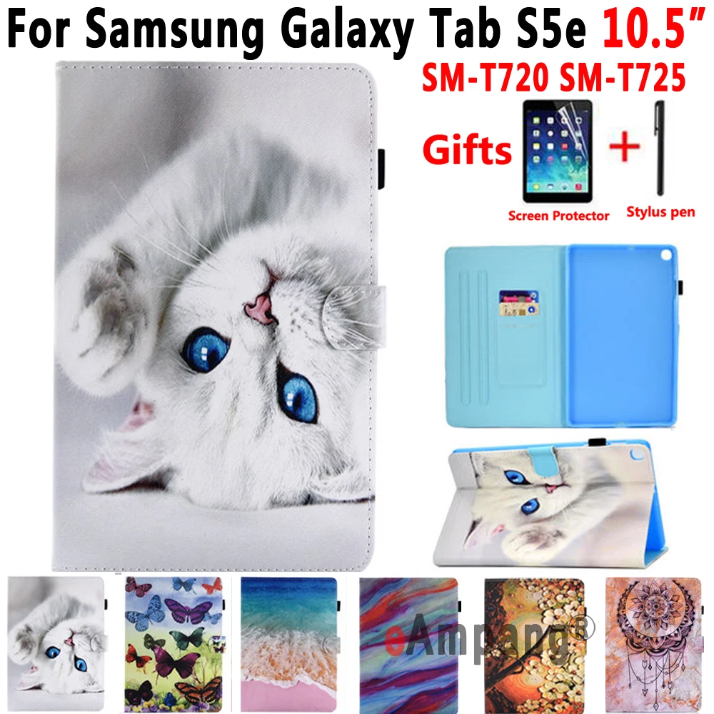 SM T720 T725 чехол для Samsung Galaxy Tab S5e 10 5 2019 умный кожаный Funda Capa|Чехлы планшетов и