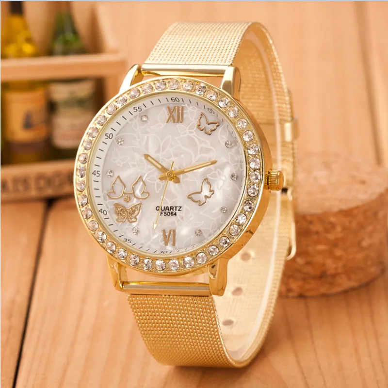 2019 New ladies watch Rhinestone Women Ladies Crystal Butterfly Gold Stainless Steel Mesh Band Wrist Watch relogio feminino A7
2019 New ladies watch Rhinestone Women Ladies Crystal Butterfly Gold Stainless Steel Mesh Band Wrist Watch relogio feminino A7