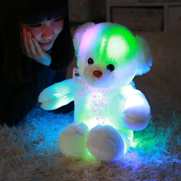 Dropshipping Romantic Colorful Flashing LED Night Light Luminous Stuffed Plush Toys Teddy Bear Doll Lovely Gifts for Kids | Игрушки и