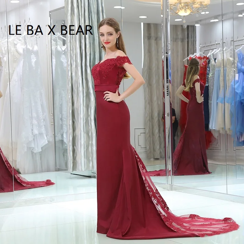 Платье подружки невесты LE BA X BEAR 2018 длинное платье с рукавами крылышками и