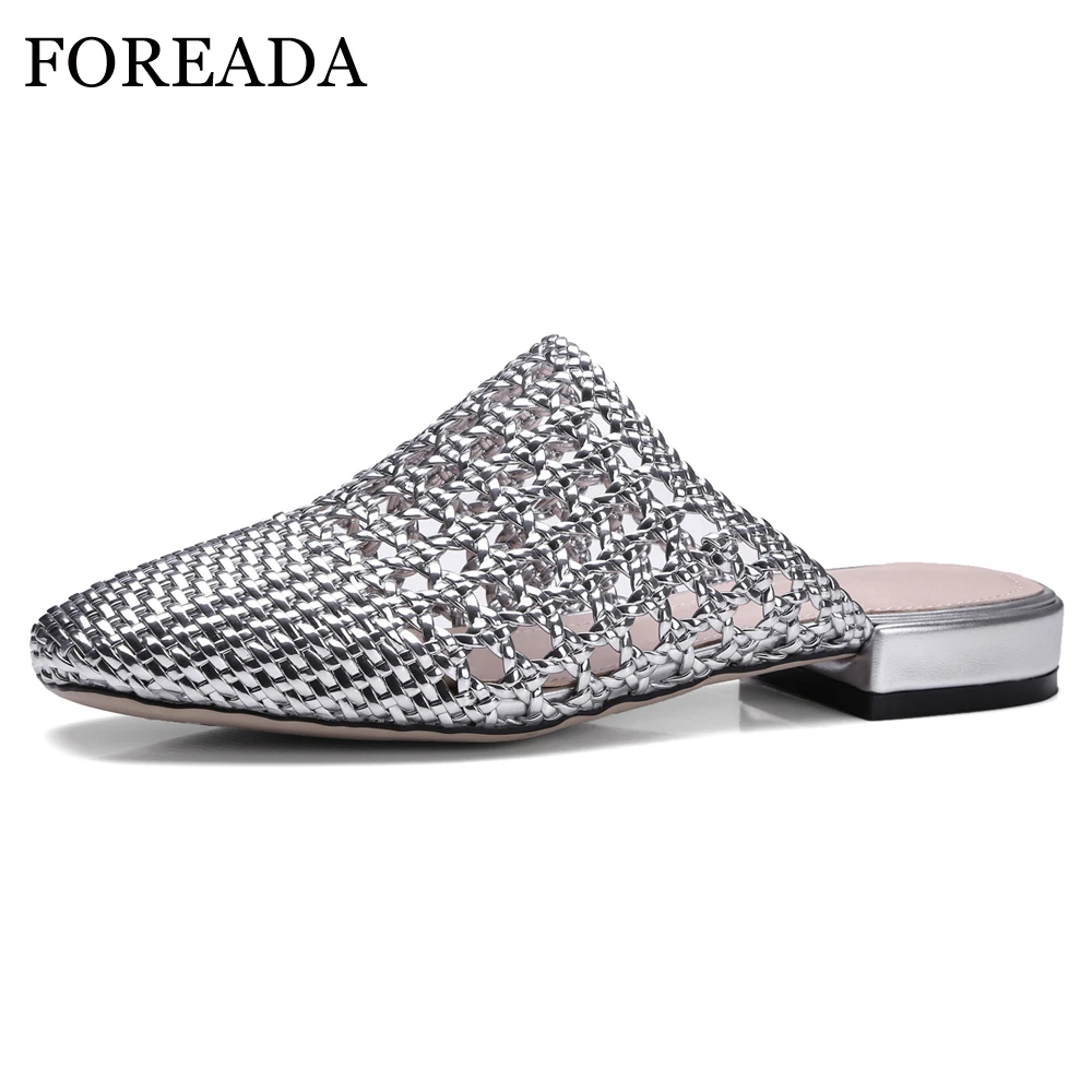 FOREADA Summer Slippers Shoes Women Glitter Cutout Fashion Sandals Square Toe Low Heel Shoes Female Black Silver Plus Size 33-43
FOREADA Summer Slippers Shoes Women Glitter Cutout Fashion Sandals Square Toe Low Heel Shoes Female Black Silver Plus Size 33-43