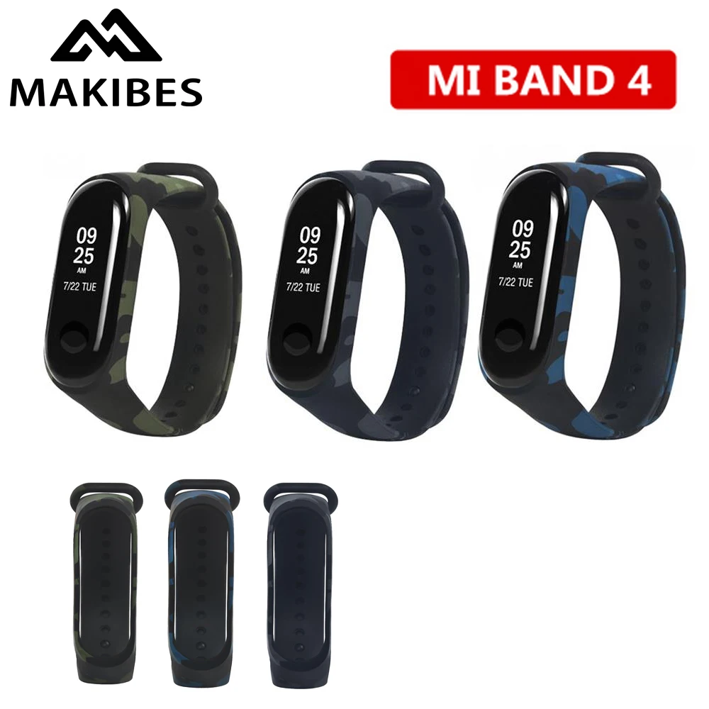 Новые оригинальные сменные камуфляжные силиконовые часы MI band 4 наручные для Xiaomi Mi