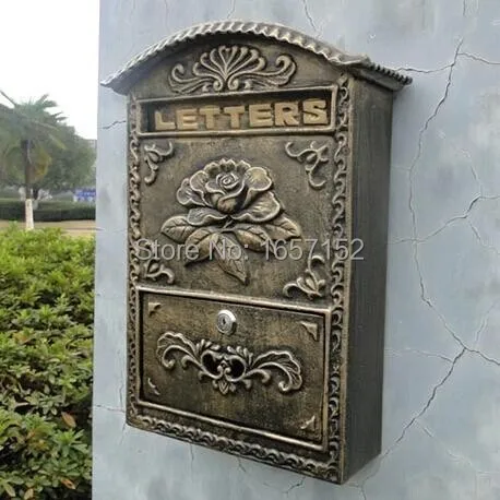 Embossed Trim Decor Bronze Look Home Garden Decorative Wall Mount Mailbox High quality wall mounted cast aluminum decorative | Дом и сад