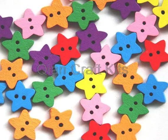500pcs 16mm medium assorted colorful painted mix color stars 16mm natural Wood, Wooden Buttons pendants beads for DIY- 
500pcs 16mm medium assorted colorful painted mix color stars 16mm natural Wood, Wooden Buttons pendants beads for DIY-
