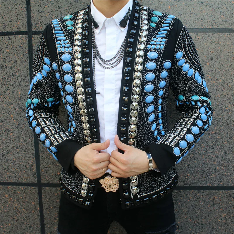 Baroque Style Autumn Winter 2020 Men Luxury Gems Beadings Slim Formal Performance Jacket Short Wedding Uniform Basic Jacket
Baroque Style Autumn Winter 2020 Men Luxury Gems Beadings Slim Formal Performance Jacket Short Wedding Uniform Basic Jacket