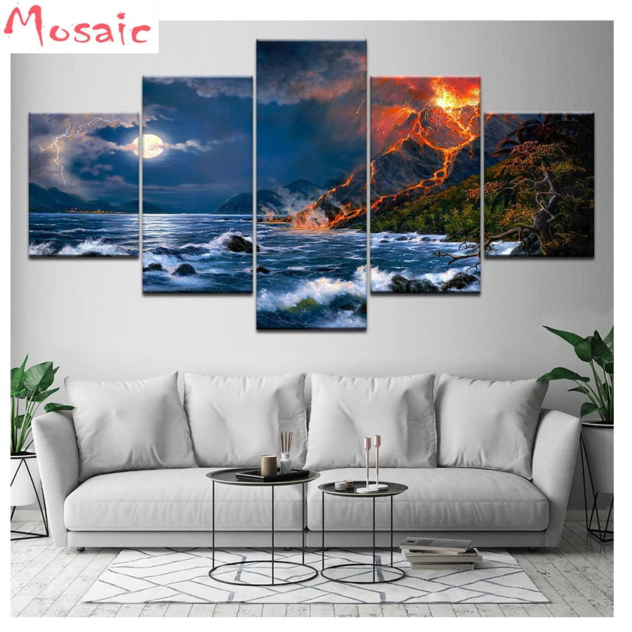 5D DIY Diamond Painting Cross Stitch Volcanic eruptions Full Square/Round diamond Embroidery sea mosaic Decoration 5pcs wall art
5D DIY Diamond Painting Cross Stitch Volcanic eruptions Full Square/Round diamond Embroidery sea mosaic Decoration 5pcs wall art