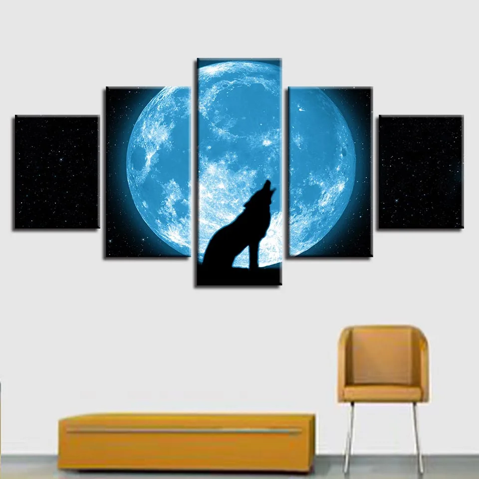 Modern Prints Wall Art 5 Pieces Moon And Animal Wolf Howling Abstract Night Scene Paintings Decor Modular Poster Canvas Pictures
Modern Prints Wall Art 5 Pieces Moon And Animal Wolf Howling Abstract Night Scene Paintings Decor Modular Poster Canvas Pictures