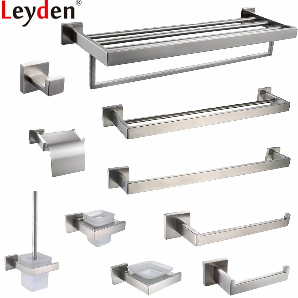 Leyden Brushed 304 Stainless Steel Bath Hardware Sets Toothbrush Holder Soap Dish Towel Shelf Holder Bathroom Accessories Set
Leyden Brushed 304 Stainless Steel Bath Hardware Sets Toothbrush Holder Soap Dish Towel Shelf Holder Bathroom Accessories Set