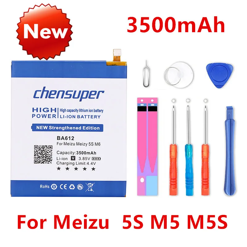 chensuper BA612 mobile phone battery 3500mAh For Meizu Meizy M6 M5 5S 12M M612Q M5S Battery +Gift tools
chensuper BA612 mobile phone battery 3500mAh For Meizu Meizy M6 M5 5S 12M M612Q M5S Battery +Gift tools