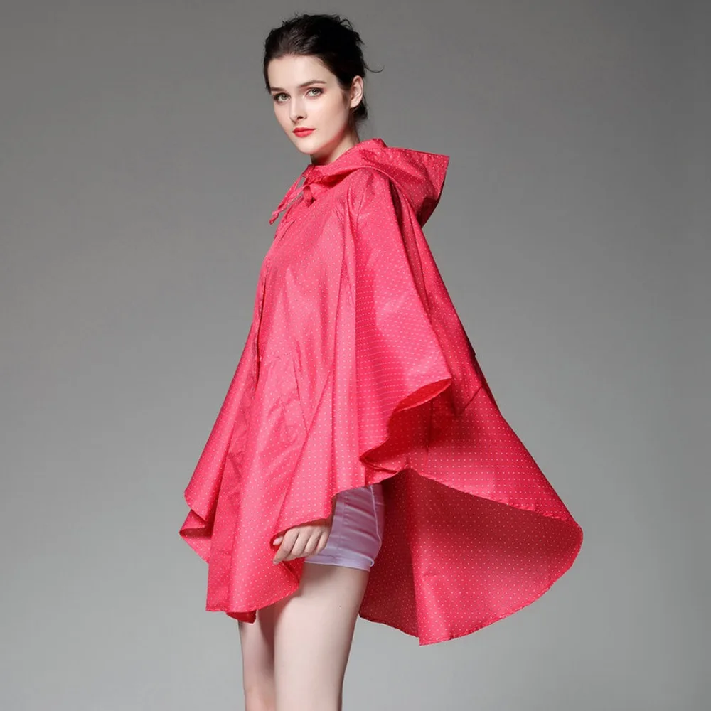 

Плащ-дождевик женский с принтом в горошек, стильный легкий пончо, дышащий водонепроницаемый дождевик для взрослых, уличная одежда