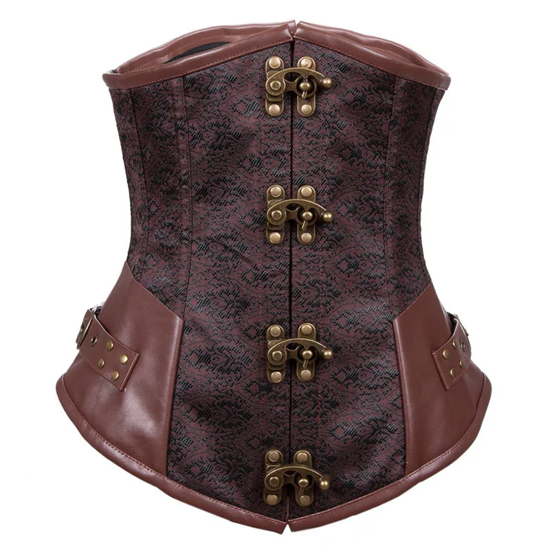 

Brown Sexy Waist Trainer Steel Boned Corset Underbust Corsets And Bustiers Vintage Gothic Clothing Corsetto Steampunk Corselet