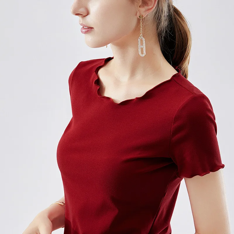 New 2021 Women Tops Tees Cotton short-sleeved t-shirt female tight summer simple round neck wooden ear top
New 2021 Women Tops Tees Cotton short-sleeved t-shirt female tight summer simple round neck wooden ear top