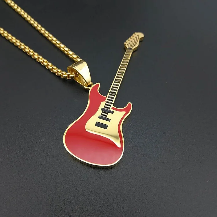 New Fashion Stainless steel hiphop guitar charm Pendant Necklace Handmade Statement Necklace jewelry For Men
New Fashion Stainless steel hiphop guitar charm Pendant Necklace Handmade Statement Necklace jewelry For Men