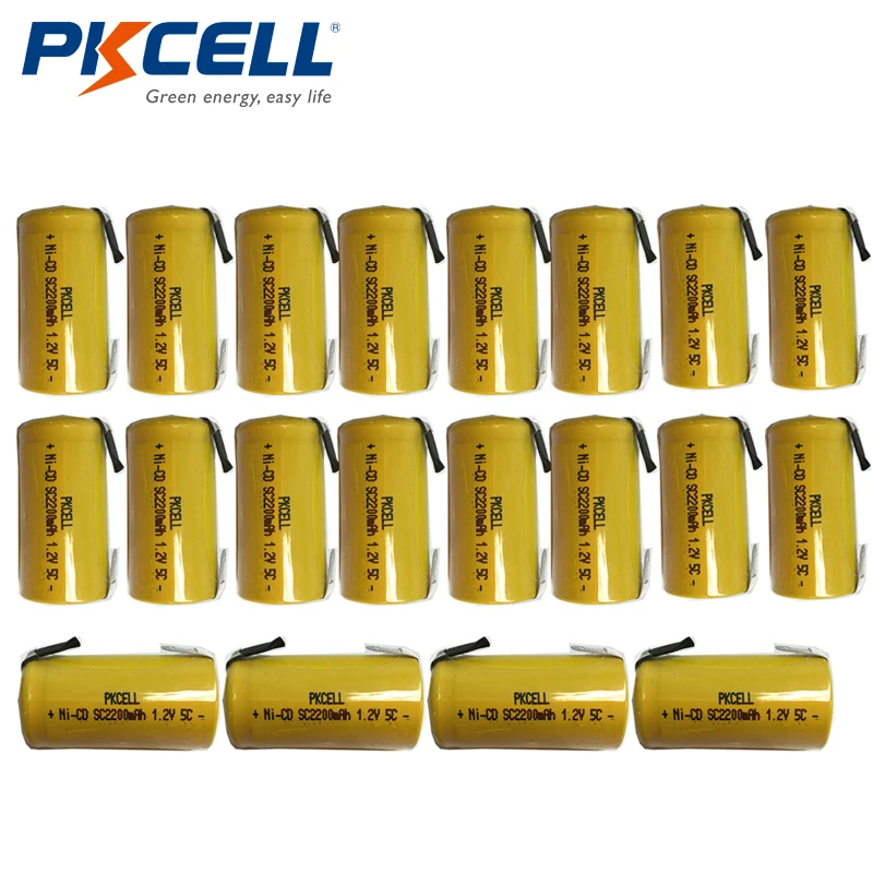 20pcs PKCELL Sub C SC 1.2V Genuine 2200mAH Ni-Cd NiCd Rechargeable Battery Batteries 5C With Tabs
20pcs PKCELL Sub C SC 1.2V Genuine 2200mAH Ni-Cd NiCd Rechargeable Battery Batteries 5C With Tabs