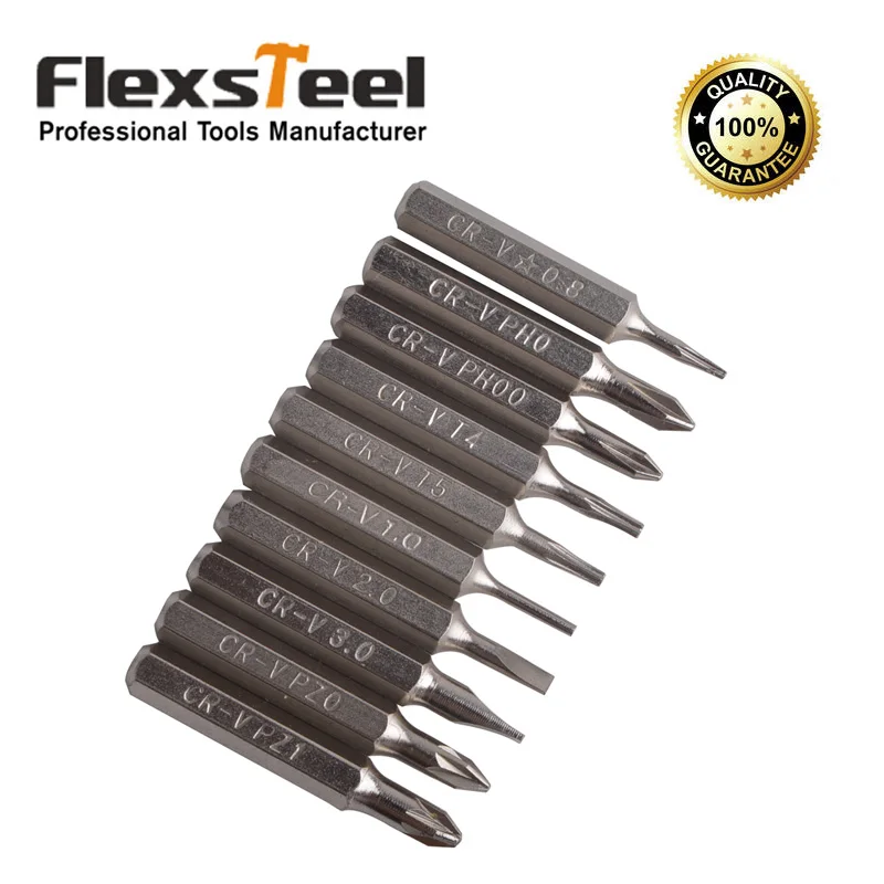 Набор бит для отверток Flexsteel 10 шт. с поддержкой PH0 PH00 T4 T5 PZ0 PZ1 SL2 SL3 Point 1 0 Five star|screwdriver