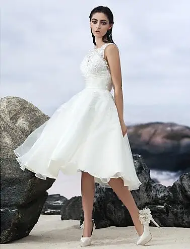 Sexy V Backless Scoop Neck Sleeveless Mid-Craf Length Beach Style Spaghetti Straps Cool Wedding Dress ASN0950
Sexy V Backless Scoop Neck Sleeveless Mid-Craf Length Beach Style Spaghetti Straps Cool Wedding Dress ASN0950