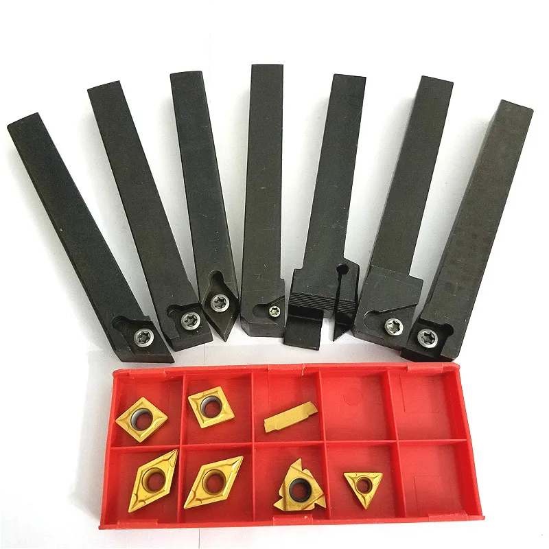 7pcs 12mm CNC Shank Lathe Turning Tool Holder + 7pcs DCMT TCMT CCMT Inserts Blades For Lathe Turning Tool
7pcs 12mm CNC Shank Lathe Turning Tool Holder + 7pcs DCMT TCMT CCMT Inserts Blades For Lathe Turning Tool