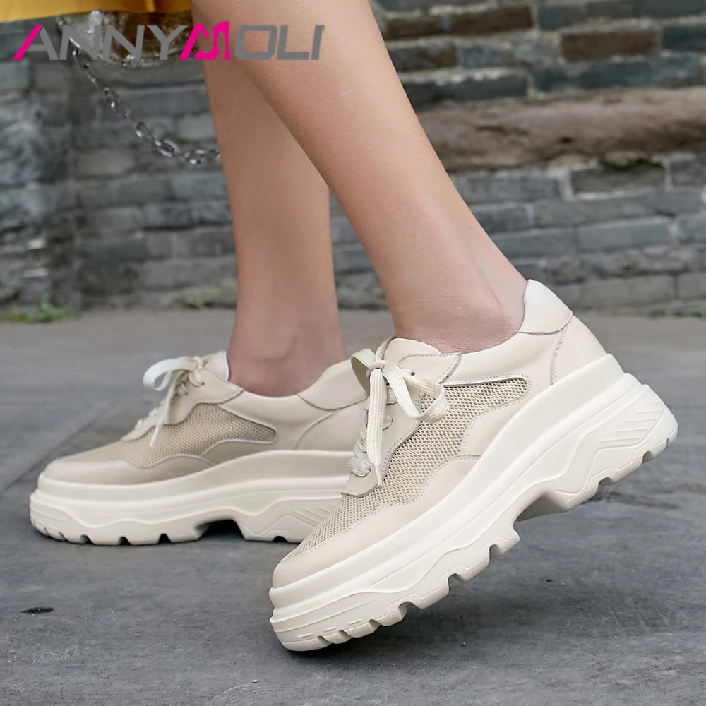ANNYMOLI Summer Sneakers Women Shoes Natural Genuine Leather Flat Platform Shoes Breathable Quality Sport Shoes Lady Size 34-39
ANNYMOLI Summer Sneakers Women Shoes Natural Genuine Leather Flat Platform Shoes Breathable Quality Sport Shoes Lady Size 34-39