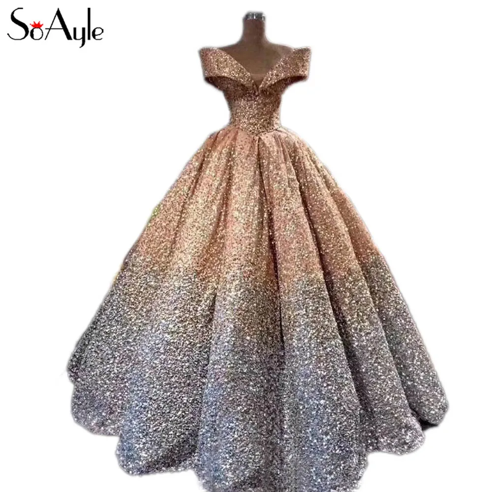 SoAyle Luxurious Sequins Prom Dresses 2018 Colorful Lush Ball Gowns Sleeveless Gold Prom Dress vestido de noiva Longo abiye
SoAyle Luxurious Sequins Prom Dresses 2018 Colorful Lush Ball Gowns Sleeveless Gold Prom Dress vestido de noiva Longo abiye
