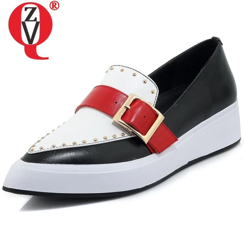ZVQ Women Platform Wedges Flats Genuine Leather Good Quality Buckle Rivet Spring Casual Shoes Woman Mixed Color Sprinfg New Flat
ZVQ Women Platform Wedges Flats Genuine Leather Good Quality Buckle Rivet Spring Casual Shoes Woman Mixed Color Sprinfg New Flat