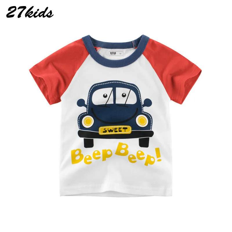 27kids футболка для девочки Мультфильм с принтом топы Хлопок Детская Рубашка на
