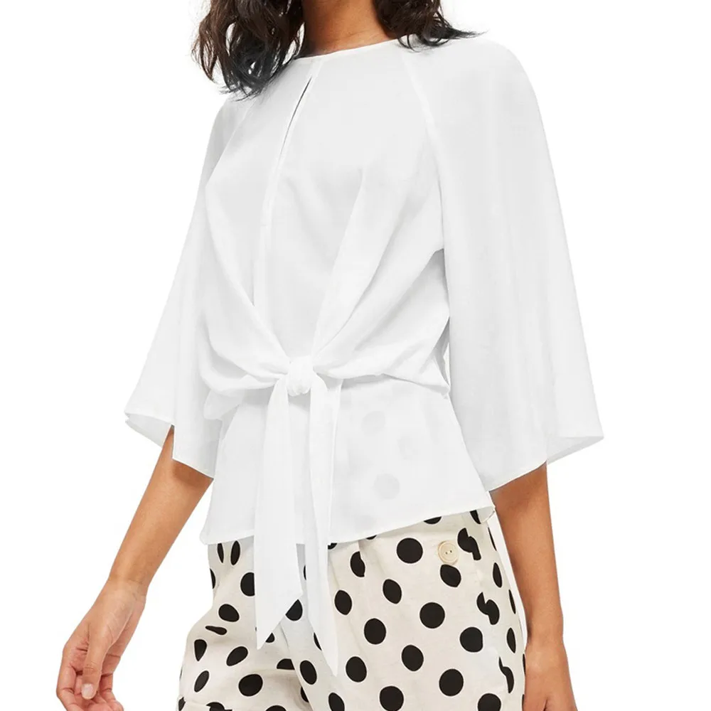 Women Blouses Summer Nice Half Sleeve Fashion Bow Solid Shirt Casual Tie Loose Tops Blouse O-Neck Polyester
Women Blouses Summer Nice Half Sleeve Fashion Bow Solid Shirt Casual Tie Loose Tops Blouse O-Neck Polyester
