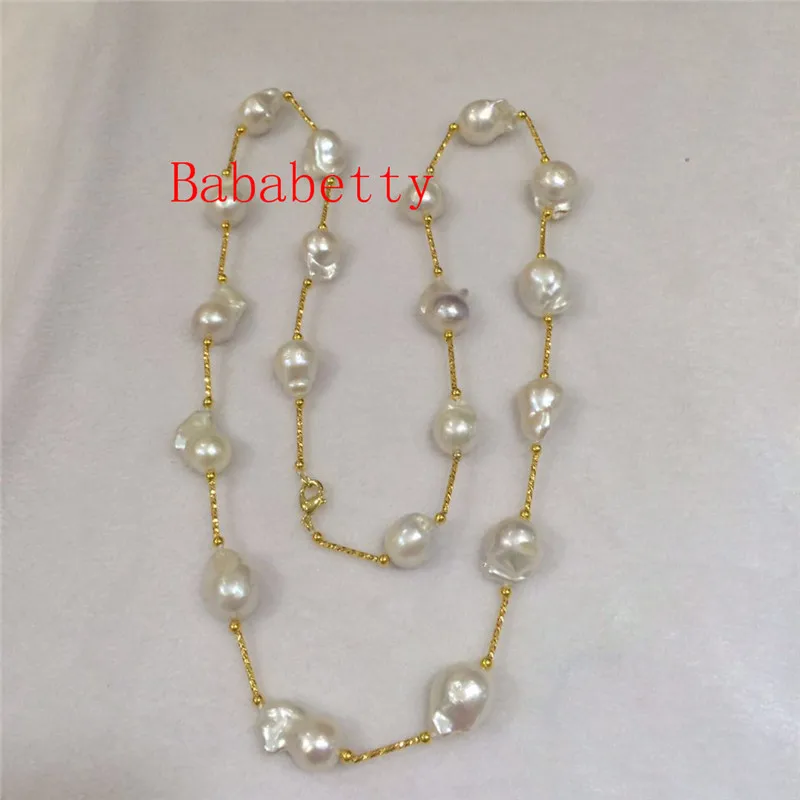 NEW 14-15mm natural white Nucleated Irregular shaped Flameball baroque pearls Necklace 30 inches
NEW 14-15mm natural white Nucleated Irregular shaped Flameball baroque pearls Necklace 30 inches