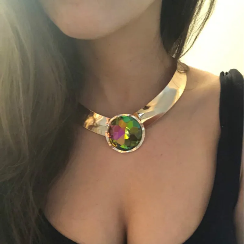 New Colorful Choker Collar Bijoux Necklaces Big Round Glass Crystal Necklace Earring Set Gold Women Party Jewelry Sets
New Colorful Choker Collar Bijoux Necklaces Big Round Glass Crystal Necklace Earring Set Gold Women Party Jewelry Sets