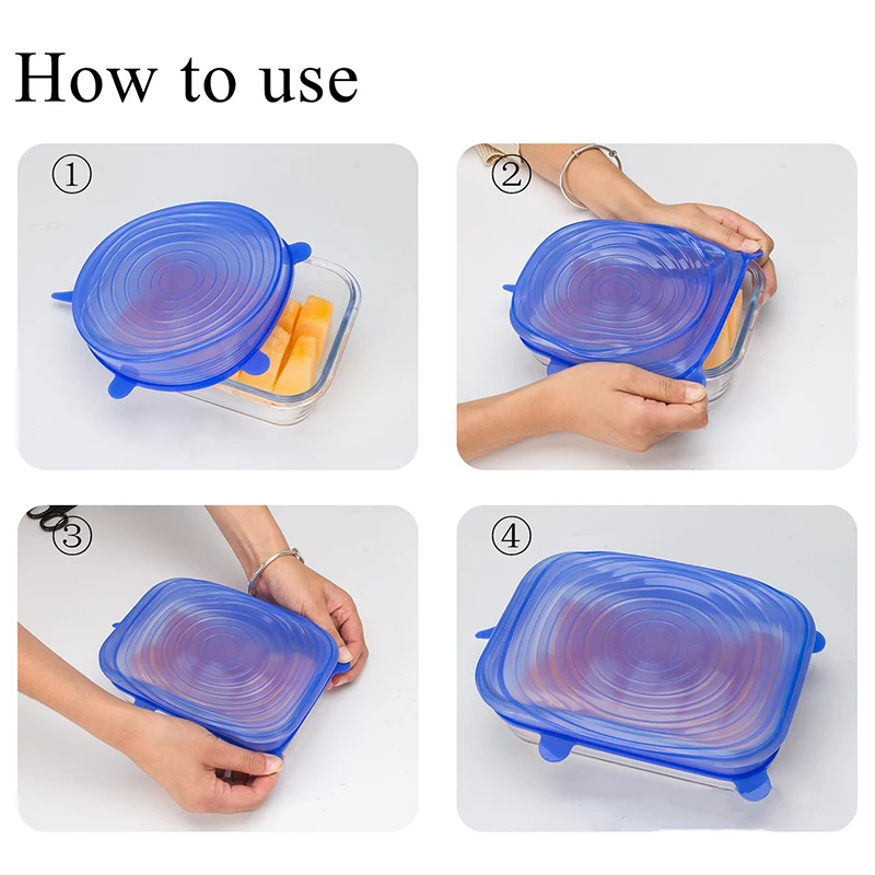 6 pcs/set Silicone Stretch Lids Universal Food Wrap Bowl Pot Lid Reusable Vacuum Seal Suction Cover Pan Kitchen Accessories Tool
6 pcs/set Silicone Stretch Lids Universal Food Wrap Bowl Pot Lid Reusable Vacuum Seal Suction Cover Pan Kitchen Accessories Tool
