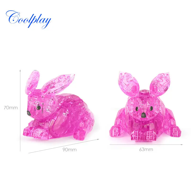Coolplay 56pcs DIY 3D Funny Rabbit Puzzles Crystal Puzzles Assembly Rabbit 3D Toys Puzzle Plastic Toys Gifts For Kids