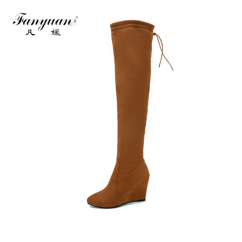 Fanyuan Thigh High wedge Boots Women Over the Knee Boots Comfort Winter Faux Suede Boots Fashion Shoes Woman Black Gray footwear
Fanyuan Thigh High wedge Boots Women Over the Knee Boots Comfort Winter Faux Suede Boots Fashion Shoes Woman Black Gray footwear