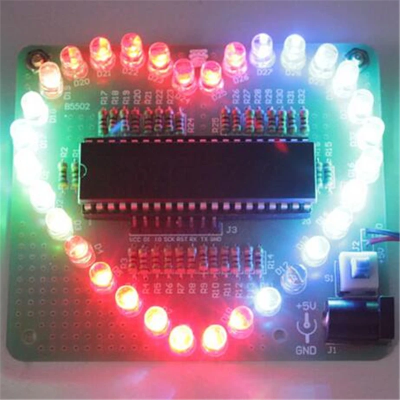 5pcs DIY Electronic Kit Heart Shape Colorful LED Module Love Water Light STC89C52 Parts & Components Design
5pcs DIY Electronic Kit Heart Shape Colorful LED Module Love Water Light STC89C52 Parts & Components Design