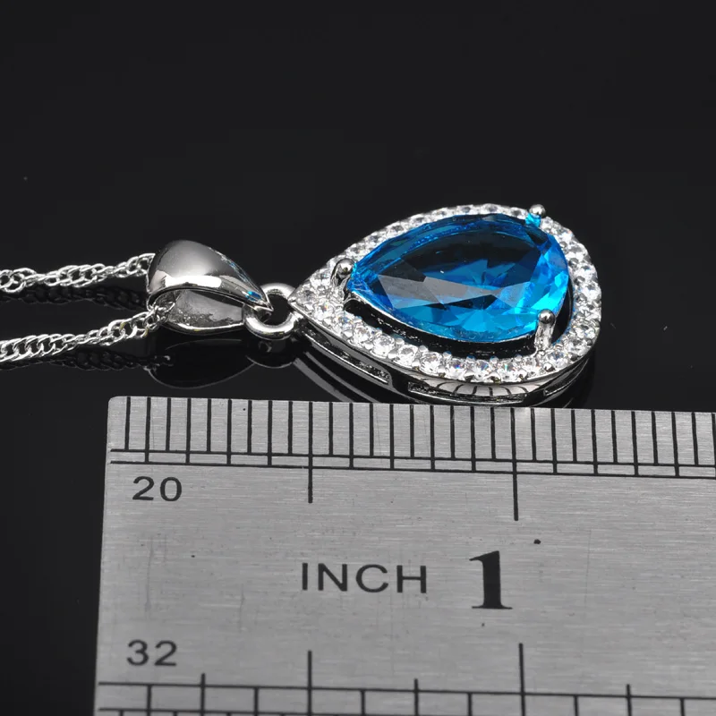 Water Drop Women's Silver Color Jewelry Sets Sky Blue Zirconia Ring Necklace And Earrings Set QZ0104
Water Drop Women's Silver Color Jewelry Sets Sky Blue Zirconia Ring Necklace And Earrings Set QZ0104