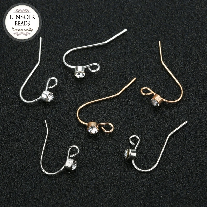 LINSOIR 20pcs/lot Copper Pave Crystal Ear Wires Hooks DIY Stud Earrings Hooks Wire For Women Jewelry Findings
LINSOIR 20pcs/lot Copper Pave Crystal Ear Wires Hooks DIY Stud Earrings Hooks Wire For Women Jewelry Findings