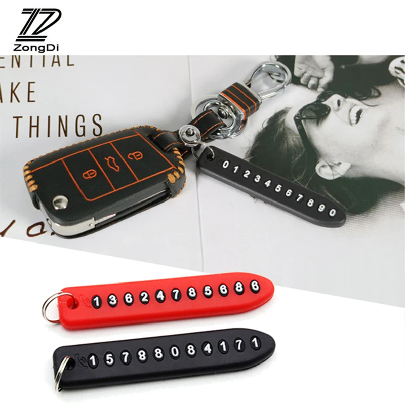 ZD 1Pc Car Keychain Anti-lost Parking Card Phone Number Plate For Ford Focus 2 3 Fiesta Mondeo Ranger Kuga Seat Leon Ibiza Lexus |