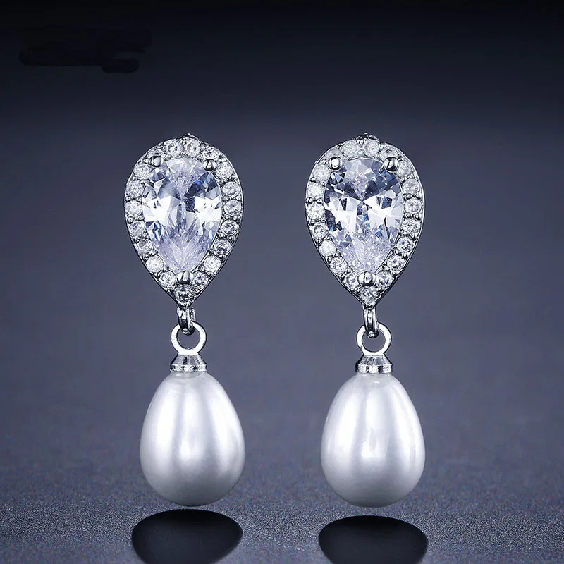 Big Water Drop Pearl Earring Inlaid AAA Cubic Zircon Fashion Jewelry For Women Wedding Party Dress Accessories
Big Water Drop Pearl Earring Inlaid AAA Cubic Zircon Fashion Jewelry For Women Wedding Party Dress Accessories