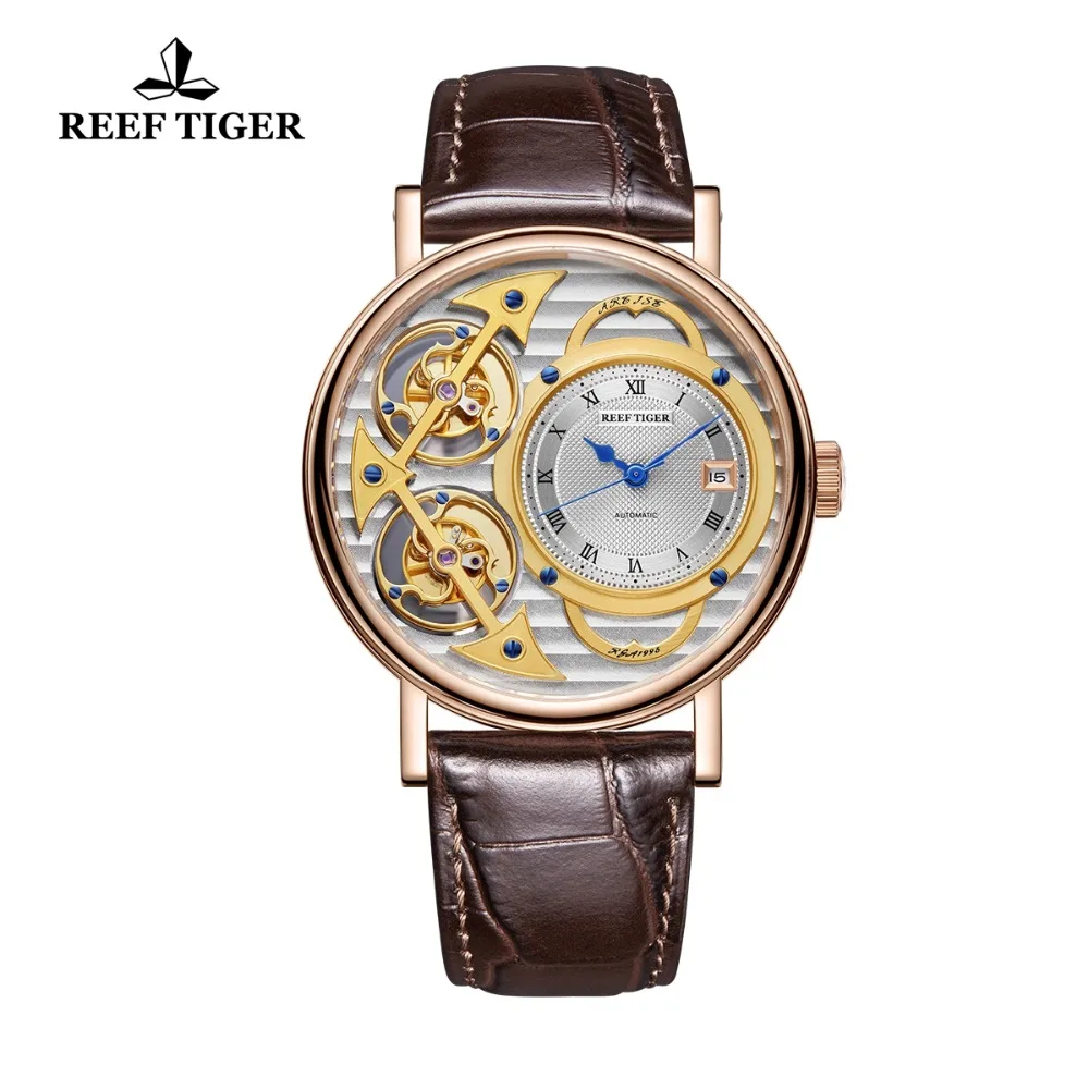 Новые дизайнерские модные часы Reef Tiger с ремешком из натуральной кожи, Роскошные автоматические часы из розового золота RGA1995
Новые дизайнерские модные часы Reef Tiger с ремешком из натуральной кожи, Роскошные автоматические часы из розового золота RGA1995