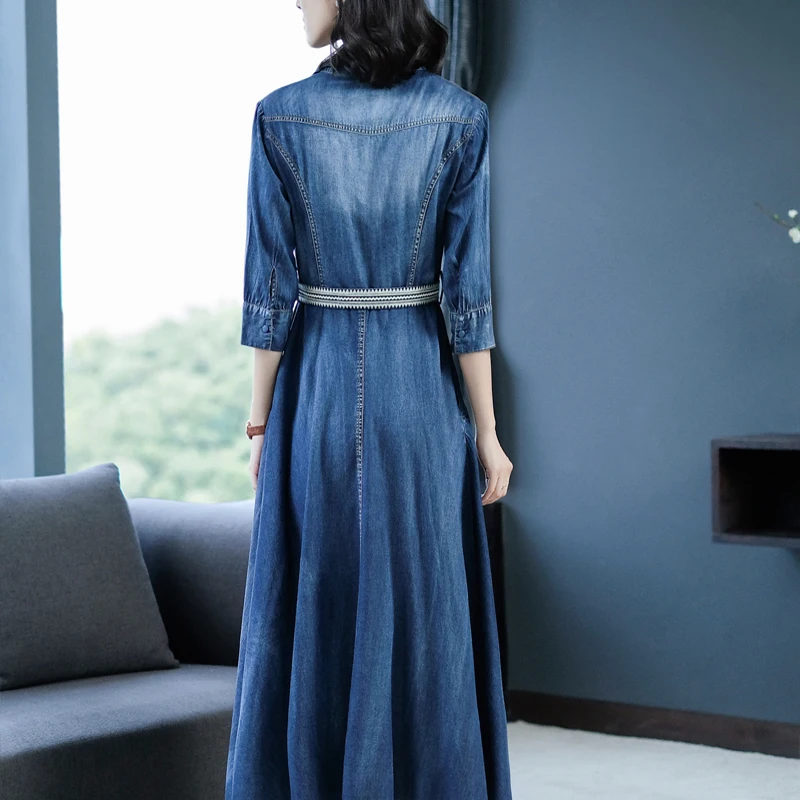 Dress Women 2019 Boho Long Denim Vestidos Half Sleeve A-line Blue Elegant Vintage Denim Jeans Dresses
Dress Women 2019 Boho Long Denim Vestidos Half Sleeve A-line Blue Elegant Vintage Denim Jeans Dresses