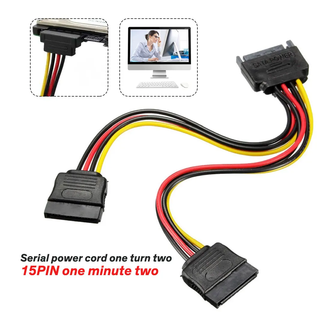 SATA 15Pin штекер на 2 мама мощность HDD Y разветвитель соединительный кабель 20 см для