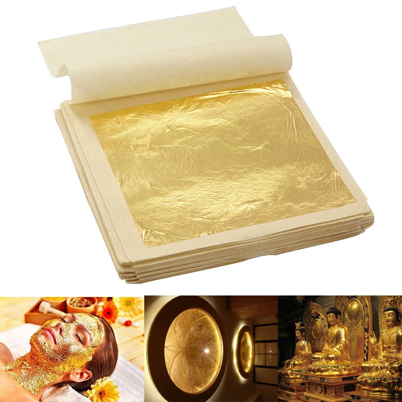 Practical 50pcs Practical 24K Pure Real Edible Gold Leaf Foil Gilding Handicrafts Cake Decoration Face Beauty Mask 4.33x4.33cm
Practical 50pcs Practical 24K Pure Real Edible Gold Leaf Foil Gilding Handicrafts Cake Decoration Face Beauty Mask 4.33x4.33cm