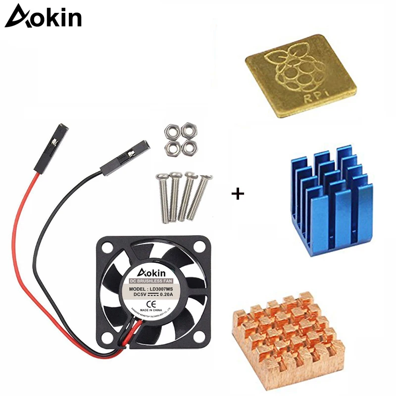 5V / 3.3V Cooling Fan with Screws + Heat Sink 1 Aluminum with 2 Copper for Raspberry Pi 4 / Pi 3 Model B
5V / 3.3V Cooling Fan with Screws + Heat Sink 1 Aluminum with 2 Copper for Raspberry Pi 4 / Pi 3 Model B