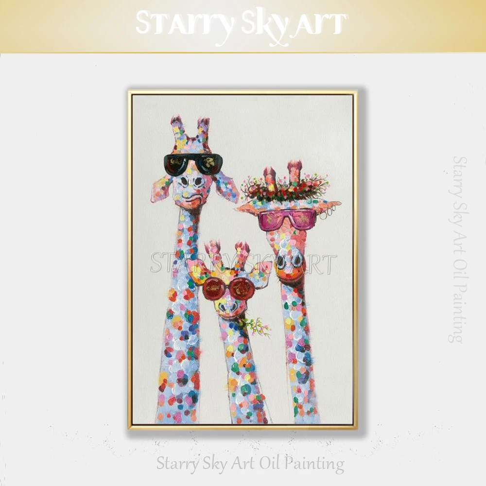 Artist Hand-painted High Quality Cool Giraffe Oil Painting on Canvas Funny Animal Cool Giraffe with Sunglasses Acrylic Painting
Artist Hand-painted High Quality Cool Giraffe Oil Painting on Canvas Funny Animal Cool Giraffe with Sunglasses Acrylic Painting