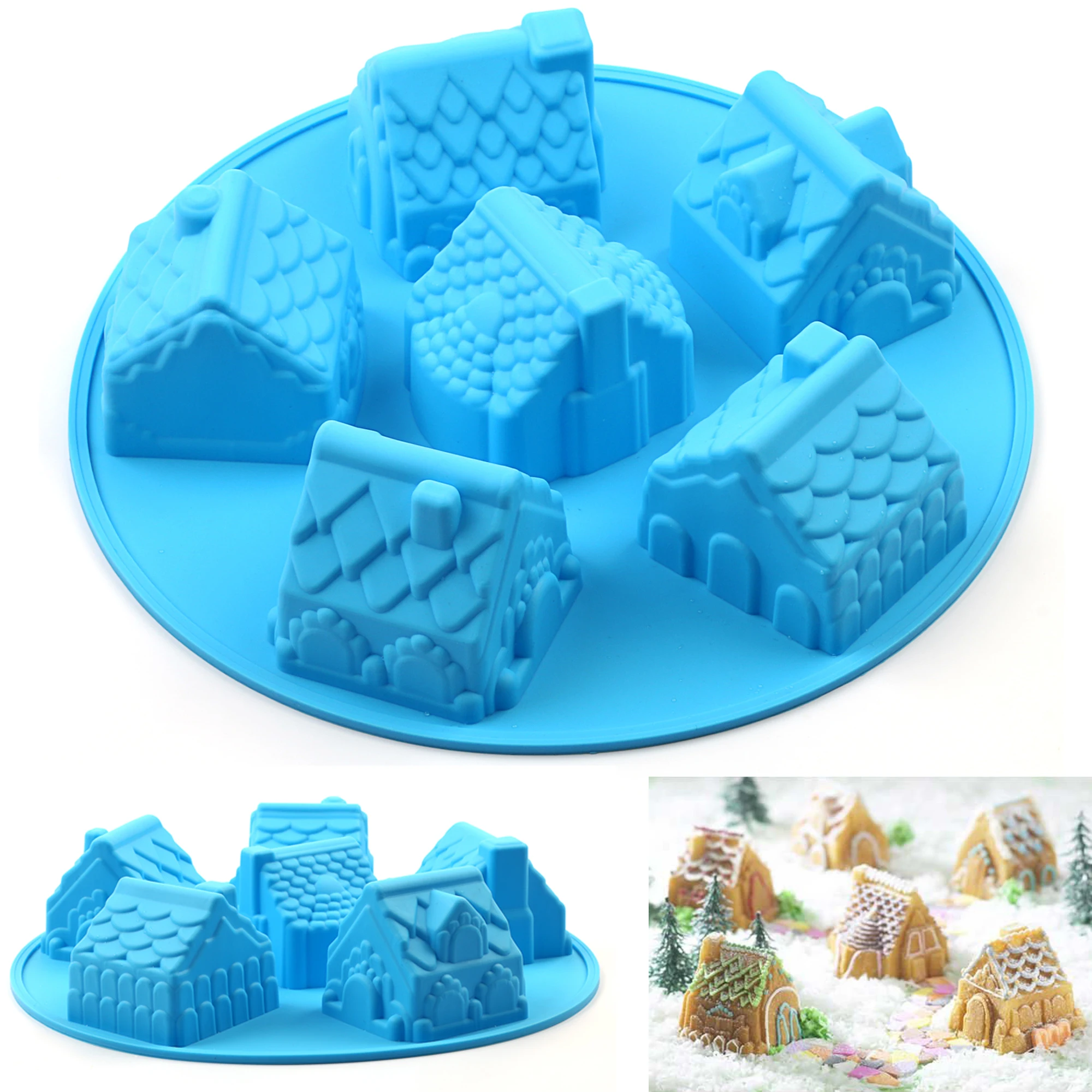 Силиконовые 3D Рождественский пряничный домик торта пресс форма для дома