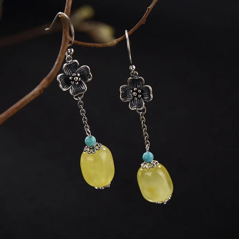 2018 New silver S925 Sterling Silver Antique Old inlaid wax wax, amber Turquoise lady high-end earrings earrings wholesale
2018 New silver S925 Sterling Silver Antique Old inlaid wax wax, amber Turquoise lady high-end earrings earrings wholesale