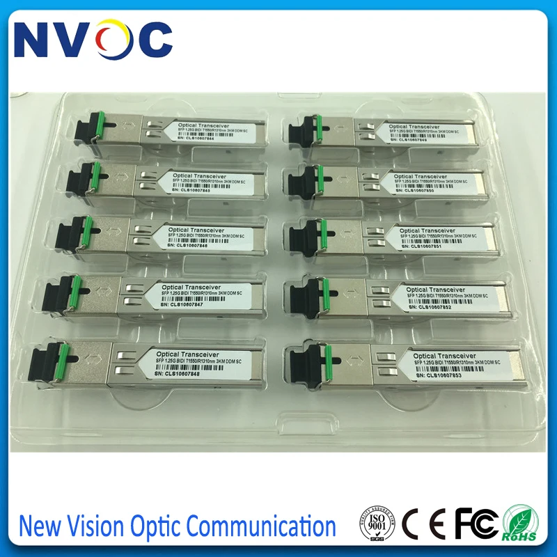 10 пар/лот 1 25G одноволоконный LC/SC 1G 1000 базовый BiDi 1310 нм/1550 нм 3 км WDM SFP-модуль |