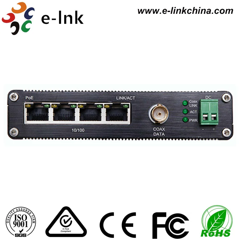 Промышленный 4 порта Ethernet через коаксиальный преобразователь в качестве передатчика
Промышленный 4 порта Ethernet через коаксиальный преобразователь в качестве передатчика