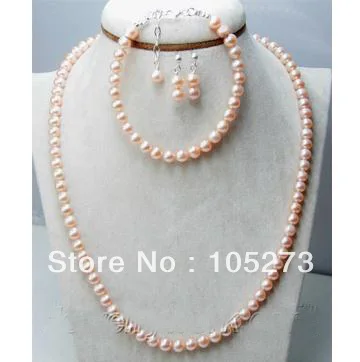 Charming Natural Pearl Jewelry Set Pink Color 6-7mm Genuine Freshwater Pearl Necklace Bracelet Earrings New Free Shipping
Charming Natural Pearl Jewelry Set Pink Color 6-7mm Genuine Freshwater Pearl Necklace Bracelet Earrings New Free Shipping